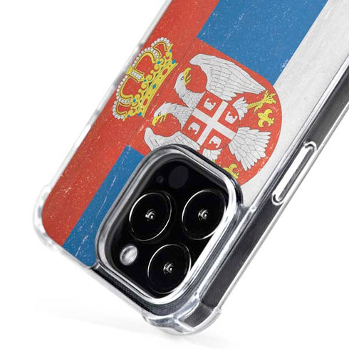 Serbia Flag Distressed iPhone 16 Pro MagSafe Case